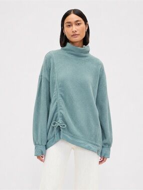 NEW Tahari Sport Funnel Neck Oversized Cowl Neck Pullover Fleece Sweatshirt invT
